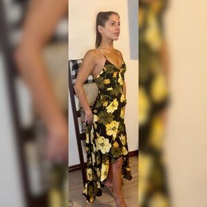 Floral Yellow and Green Dress